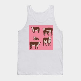 Hereford Cattle Pattern Pink Tank Top